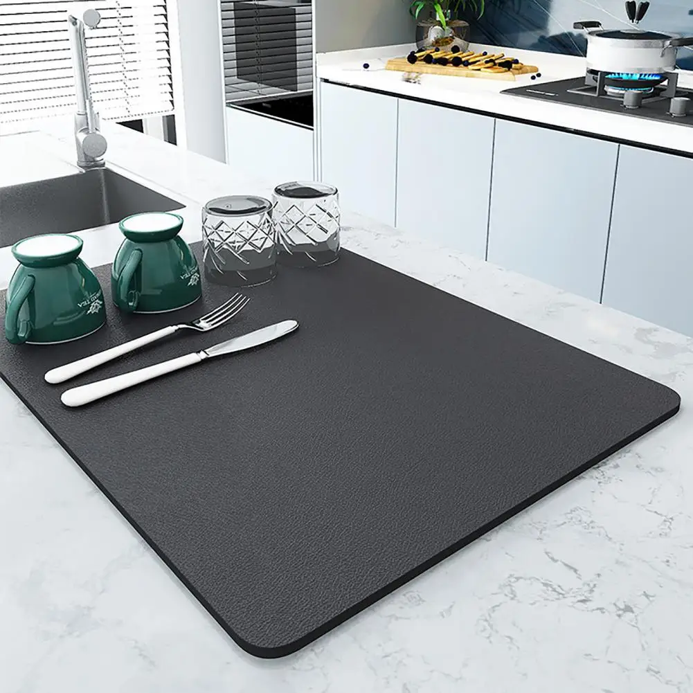 

Dish Drying Mat Kitchen Counter Dish Drying Mat Non-slip Rubber Back Heat Resistant Drainer Mat Kitchen Absorbent Draining Mat