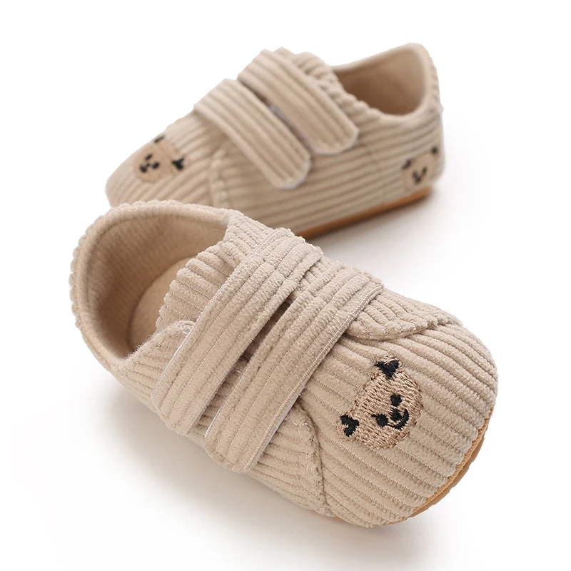 Klassieke Babyschoen Jongen Meisje Baby Schattig Dier Gezicht Casual Platte Sneaker Baby Enkellaars Katoenen Rubber Antislip Warme Wandelschoenen