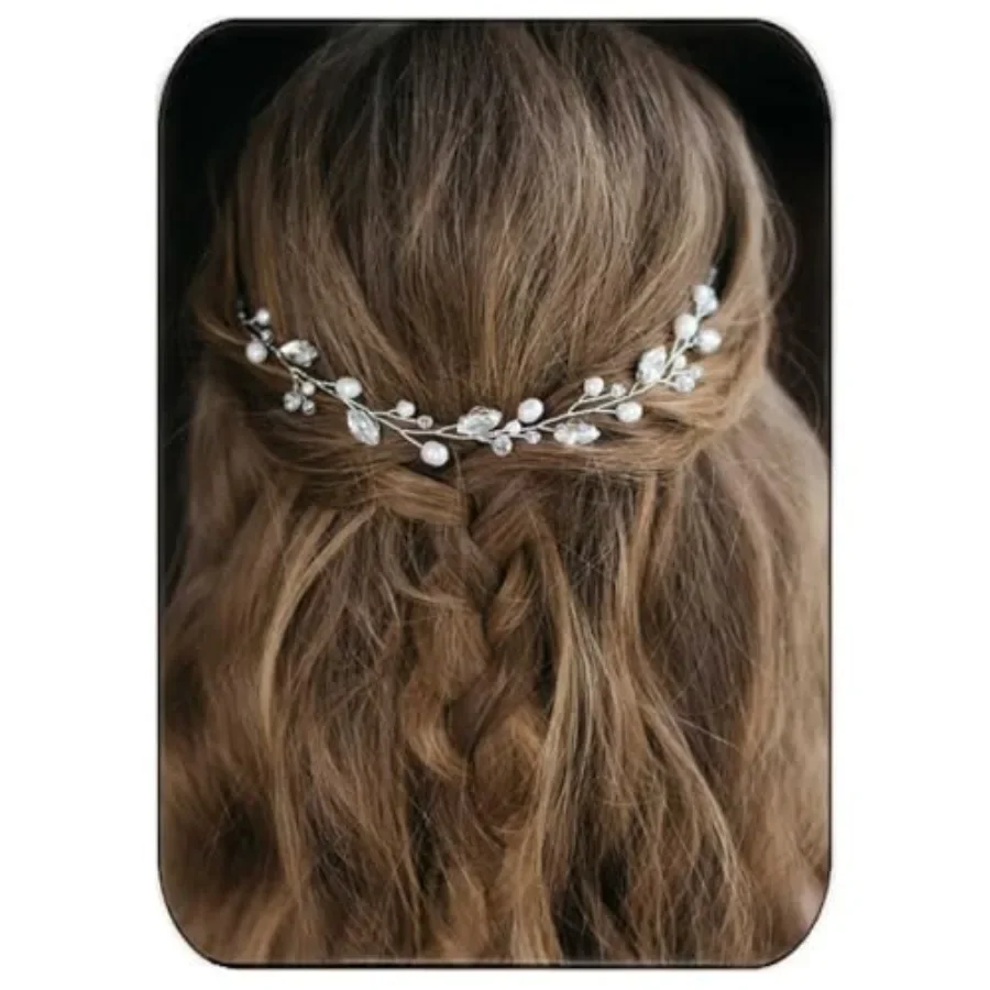 

Pearl Bride Wedding Hair Vine Bridal Hair Accessories Rhinestone Hair Pcs for Women HV92