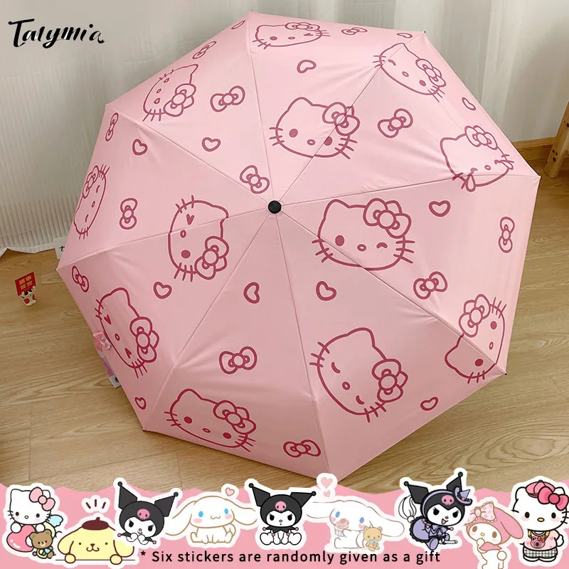 

Hellokitty Cute Automatic Umbrella Weather and Rain Folding Umbrella Sun Protection and UV Protection Vinyl Parasol