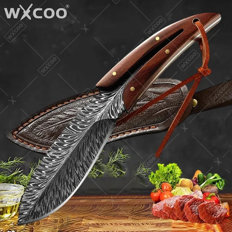 WXCOO Multi-Purpose Kitchen Knife for Meat Slicing Stainless Steel Kitchen Knives and Accessories Fruit Boning Butcher BBQ