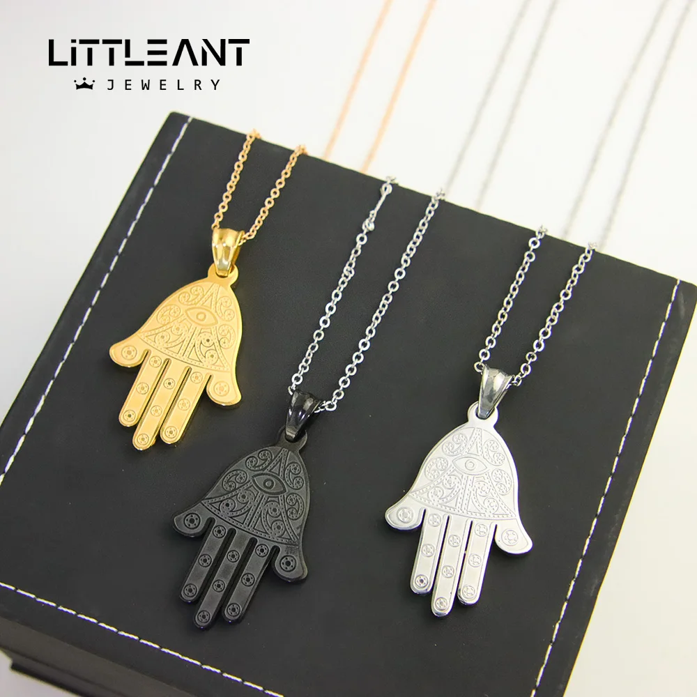 

Hamsa Hand Necklace Pendant High Quality 316L Stainless Steel Gold Color Khamsah Pendant Fashion Women's Men's Jewelry