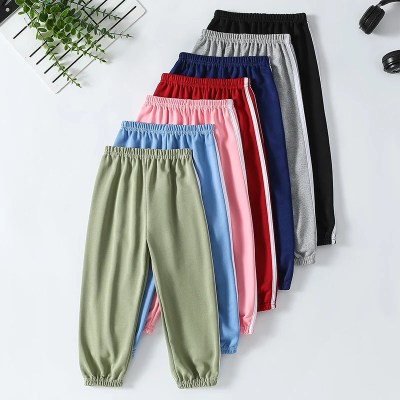 3/1 Stück vier Jahreszeiten Kinder einfarbige Buchstaben lässige Sporthose für Jungen und Mädchen modische und vielseitige Harun-Hose – Detail 17