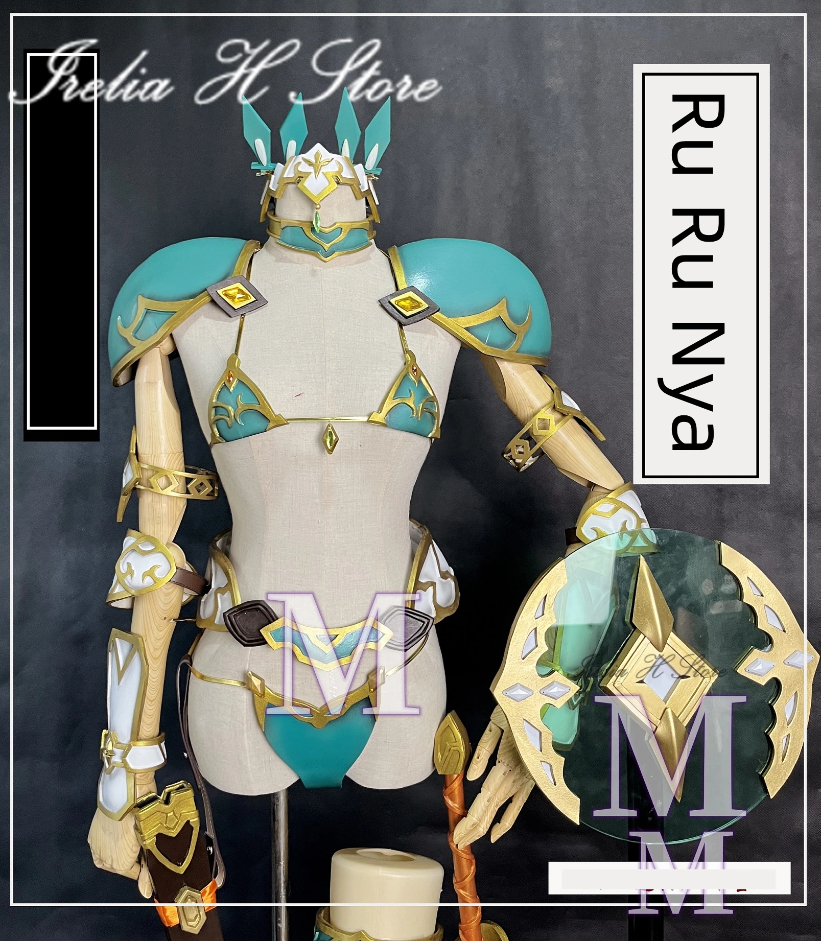 

Irelia H Store Ru Ru Nya cosplay Hobby Sakura Elf Sisters Ru Ru Nya Cosplay Costume with shield Custom size made