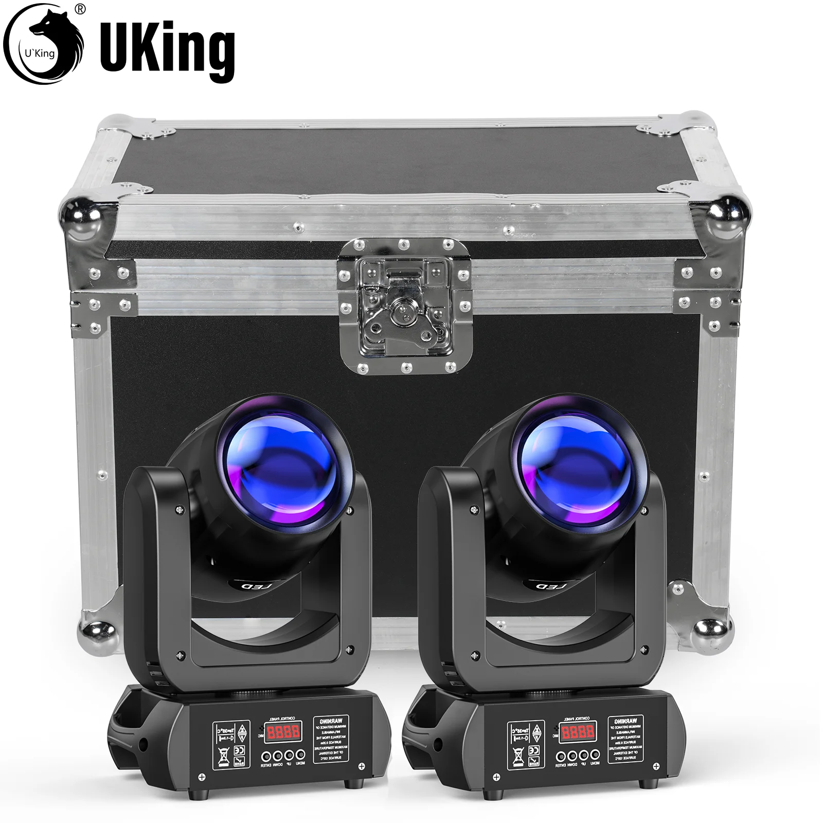

U’King 2Pcs 150W Beam Moving Head Lights With Airline Case 18Prism 8Gobo Stage Light&Flightcase Set For Wedding Party KTV Bar