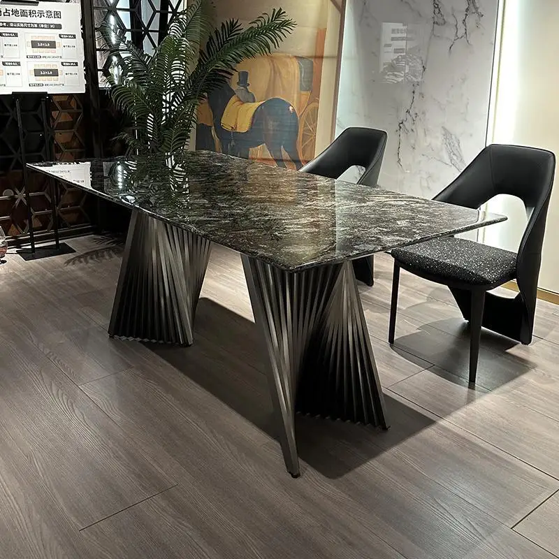 diamond luxury stone dining table dream high-end light luxury long dining table Italian minimalist