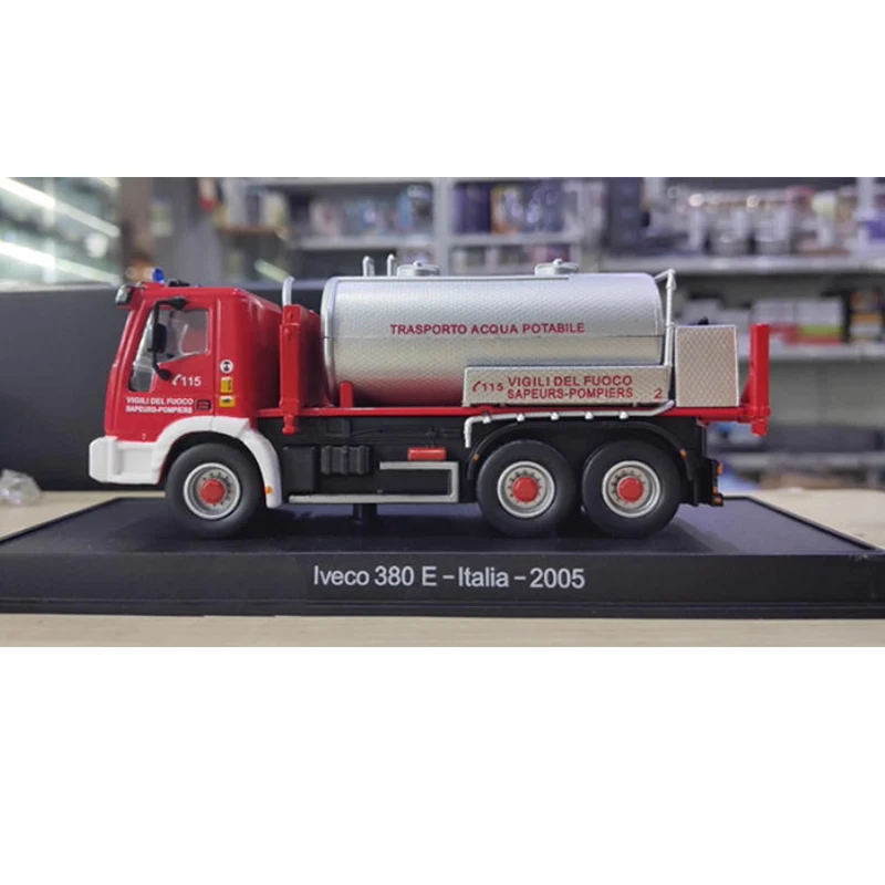 Escala 1/64 italiano iveco 380e motor de bombeiros 2005 simulação liga caminhão modelo exibição estática brinquedo colecionável presente lembrança