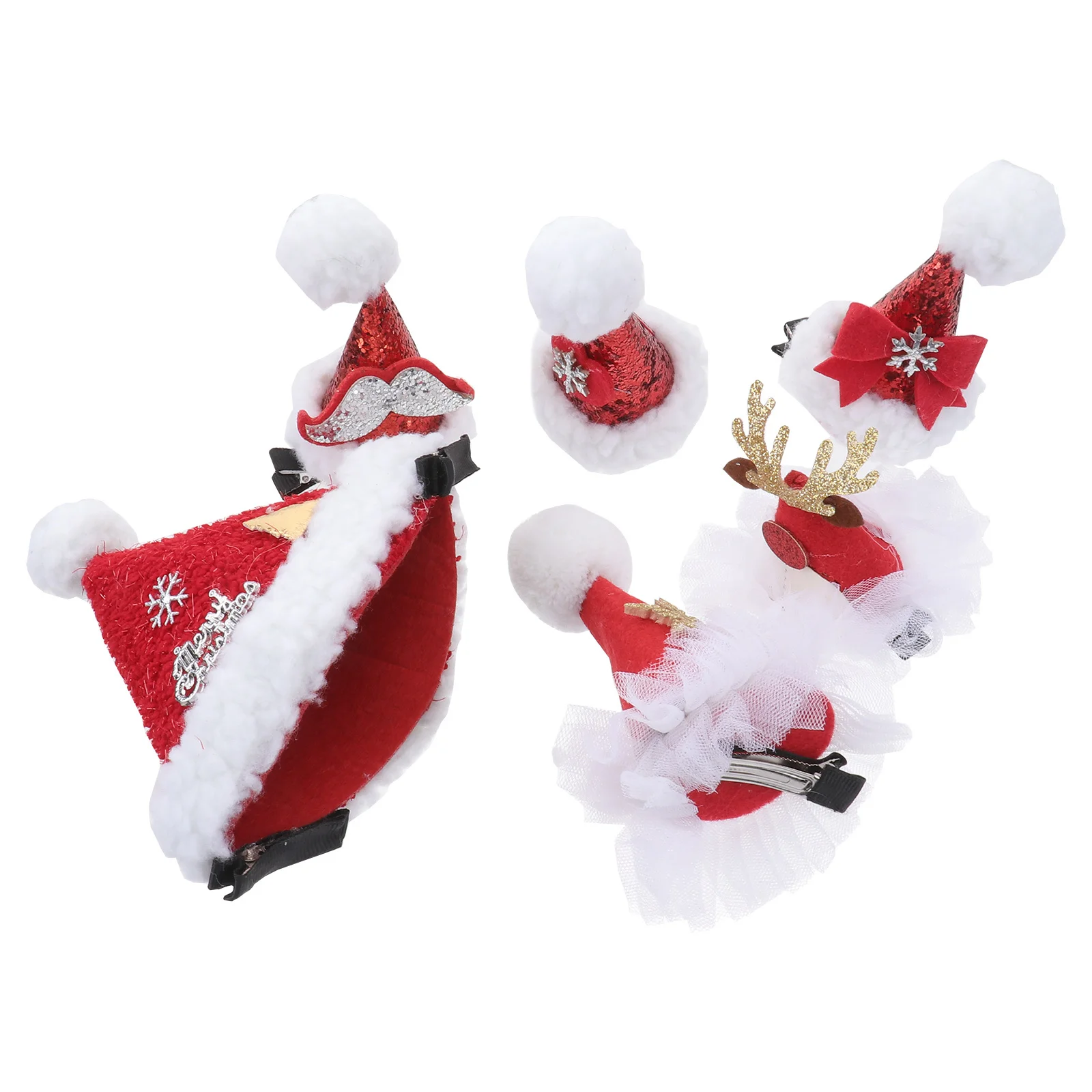 

6Pcs Christmas Hat Hair Clips Barrettes for Adults Xmas Holiday Party Decorations Tree Ornaments Unique Festive Accessory