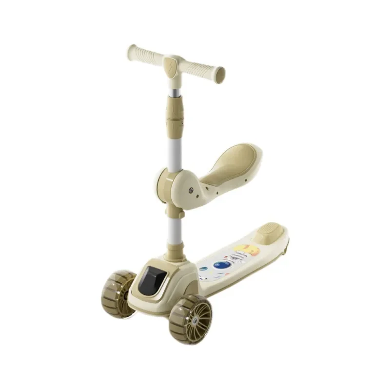 Foldable Kids Scooter with Seat 3 to 12 Year Old Boys Girls Kick Scooter with LED Light Music Children Outdoor Toy Gift