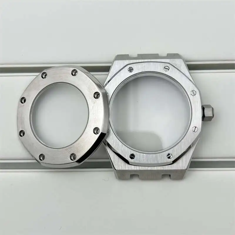 Goldfarbenes 41-mm-Gehäuse, Stahlband, galvanisierte Saphirglas-Schrauben, passend für Royal Oak PRX 31,8-mm-Uhrenzifferblatt für NH35 NH36-Uhrwerkzeiger – Detail 14