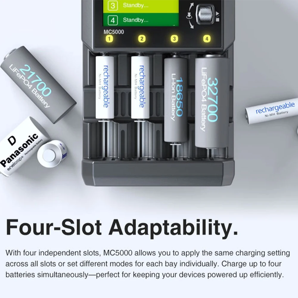 SKYRC MC5000 バッテリー充電器 65W 円筒形バッテリー充電器 リチウムイオン、リチウムイオンHV、リチウムイオンNiMH、リチウムイオンNiCd、エネループ、リチウムイオンNiZn、RAM、LTO、ナトリウムイオン対応