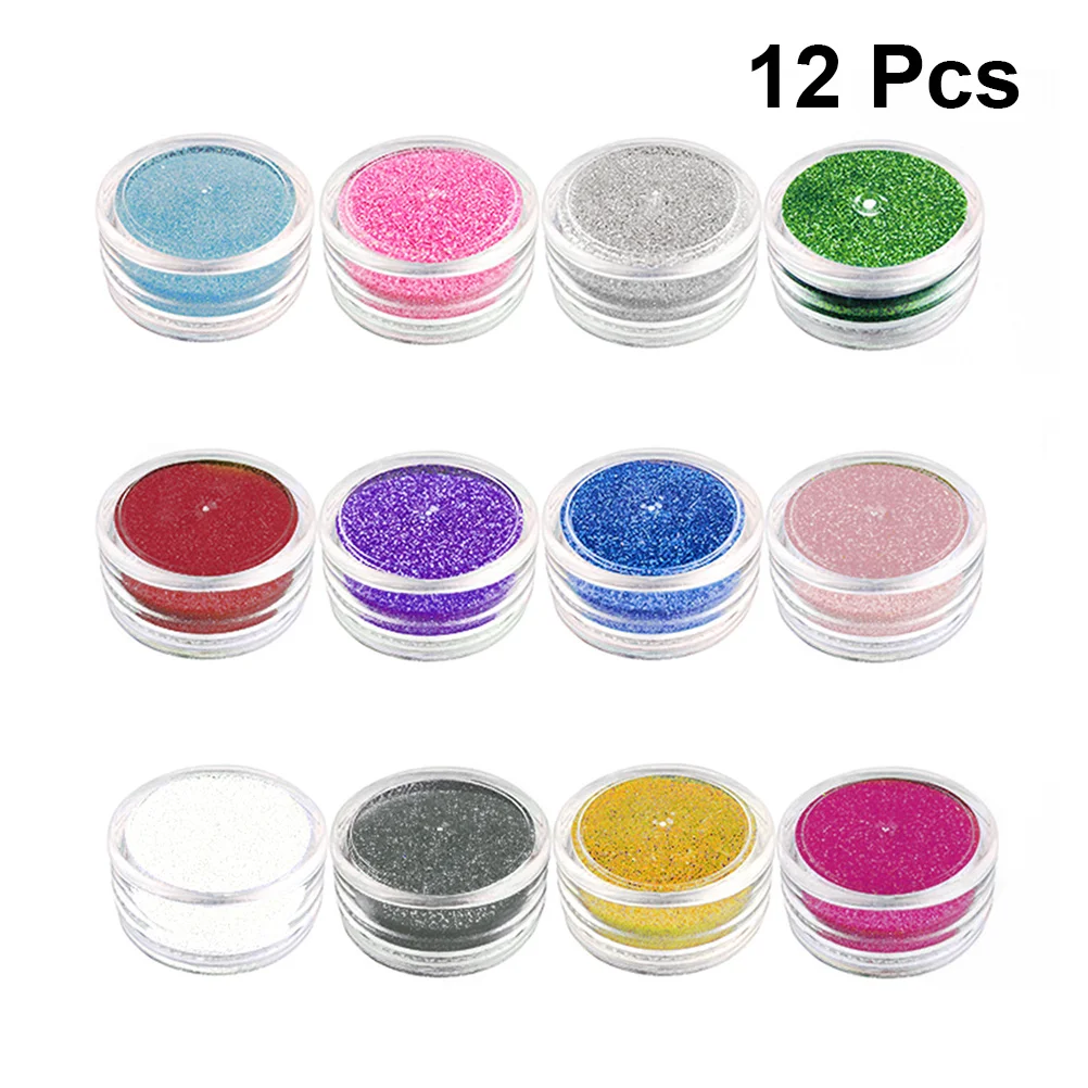 12 Uds. De polvo brillante para pintura corporal, herramienta de arte brillante temporal resistente al agua, dura 3-7 días, adecuada para manualidades, arcilla epoxi