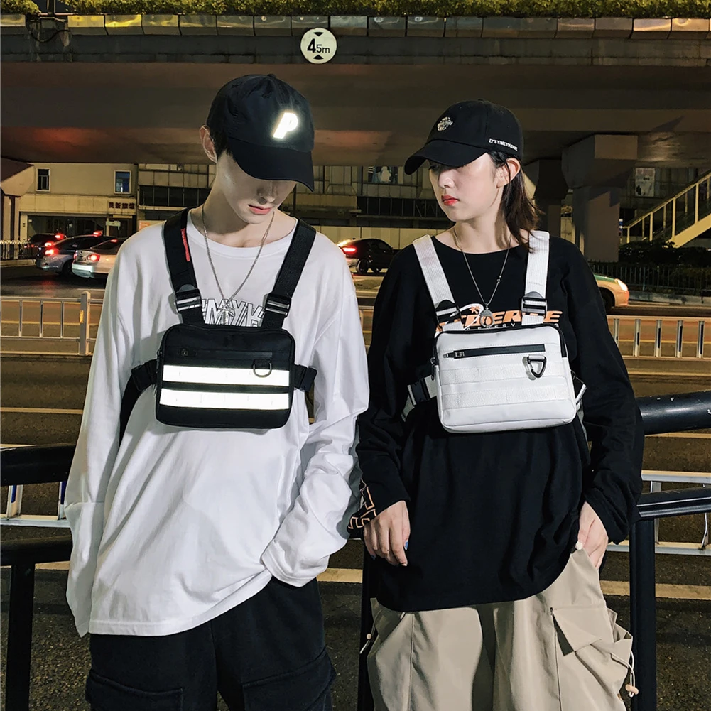 

Hip Hop Vest Bag Men Women Oxford Cloth Waistcoat Streetwear Shoulder Belt Pack