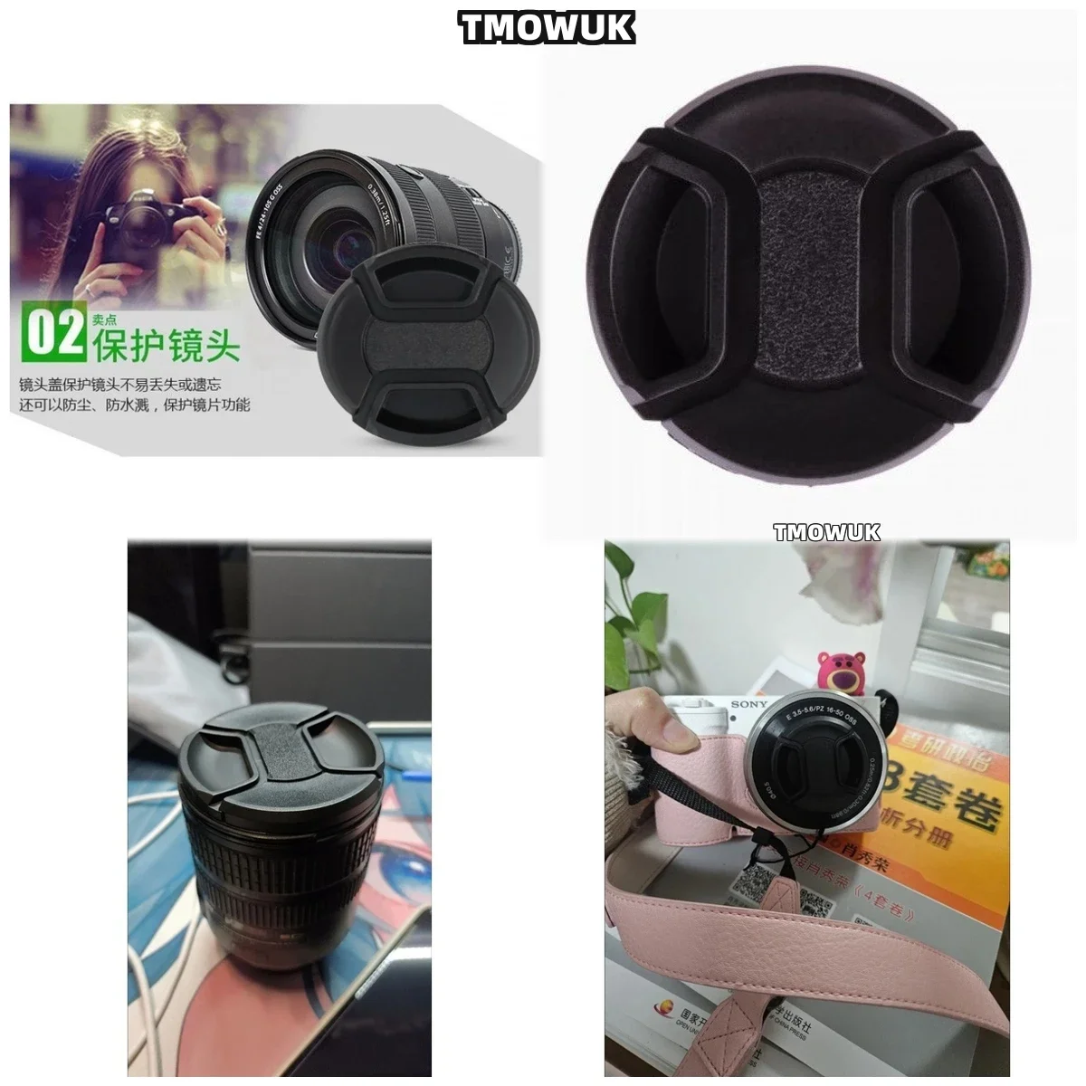 For Nikon D5300 D5500 D5600 D600 D610 D7000 D7100 D7200 D7500 Df Camera Lens Cap Protective Cover Center Pinch Snap-on 49mm 52 5