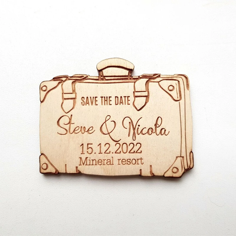 Wedding save the date luggage magnets, wooden magnet save the date , luggage magnet, travel bag