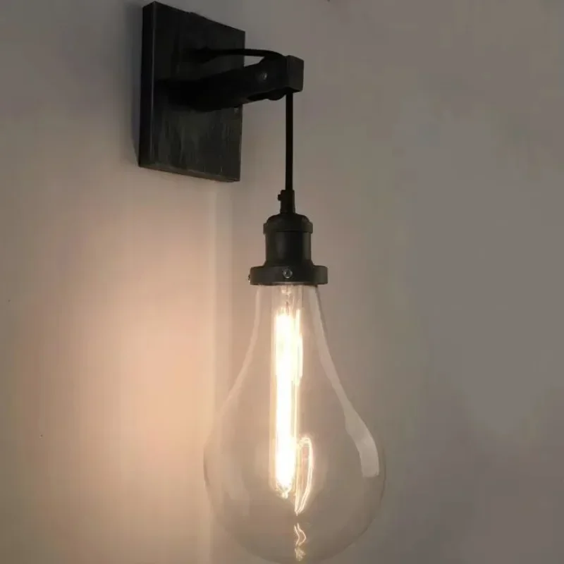 Nordic Retro Industrial Wind Restaurant Clothing Shop Creative Personality Aisle Iron Glass Wall Lamp