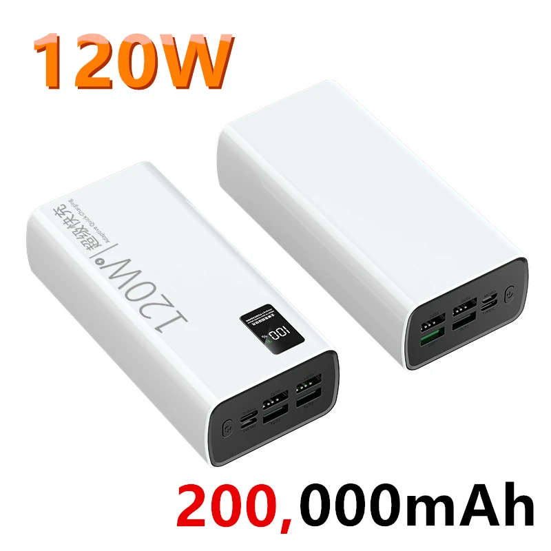 

Power Bank for Xiaomi 120W 200,000 mAh Super Fast Charging High Capacity Power Banks Laptop Spare Battery for Samsung iPhone