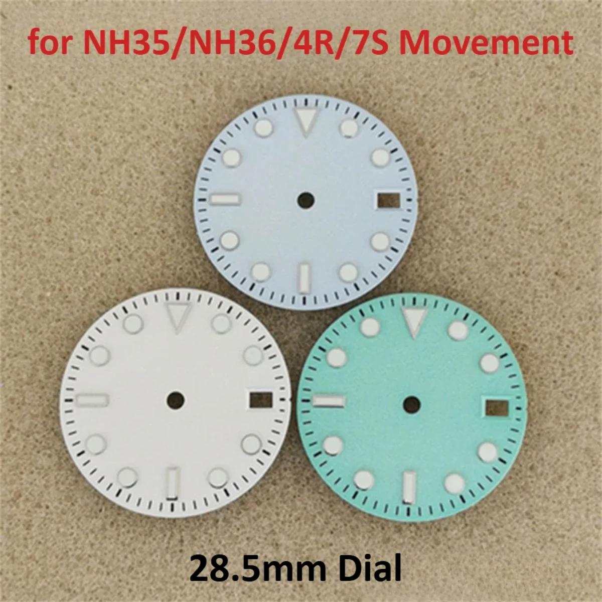 

for NH35 28.5mm Frosted Dial Light Blue/White/Green No Logo Watch Face for NH35/NH36/4R/7S Movement