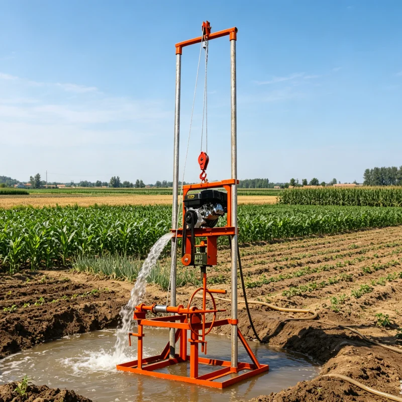 

Customized Compact Portable Borehole Gear Petrol Diesel 80M High Efficiency Farm Drilling Water Well Drilling Rig