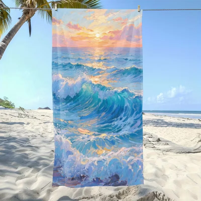 Pastel Pink Seaside Starfish Seashell Beach Towel Soft Ocean Shore Print Towel Sun Lounger Cover Beach Pool Spa Coastal Use view 3
