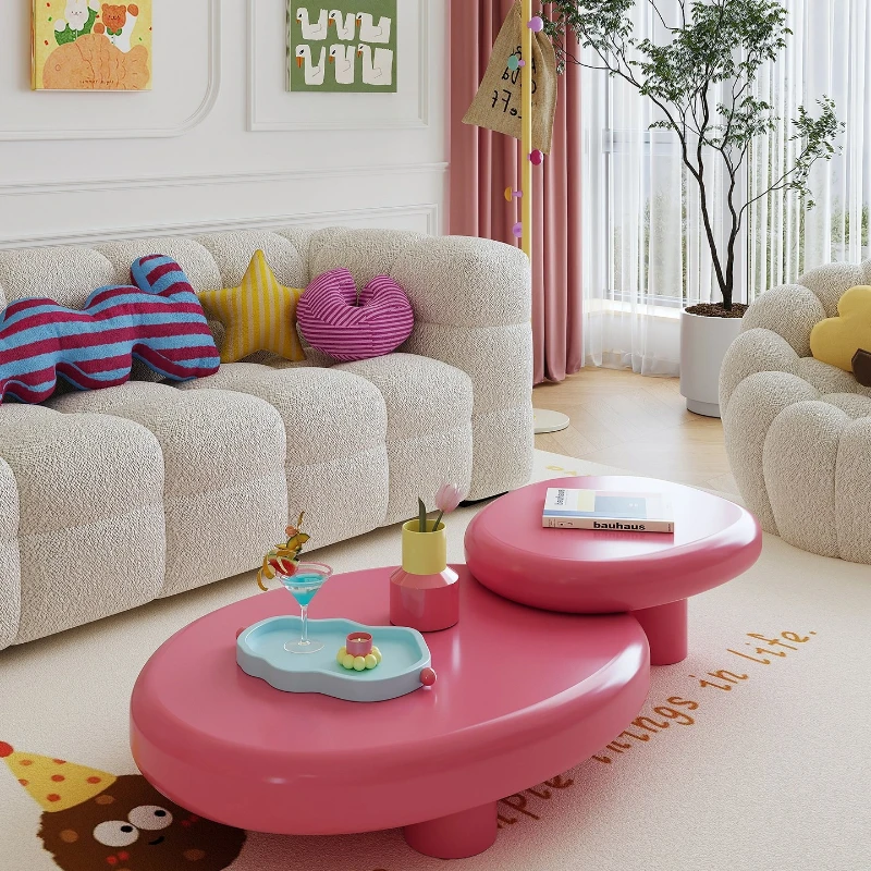 Dopamine rotating coffee table living room household special-shaped cream wind advanced sense goose soft stone small apartment