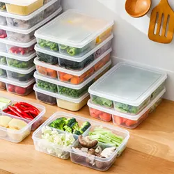 4 Compartment Meal Prep Containers with Lids Bento Snack Food Storage Box Plastic Stackable Reusable for Meat Fruit Seasoning