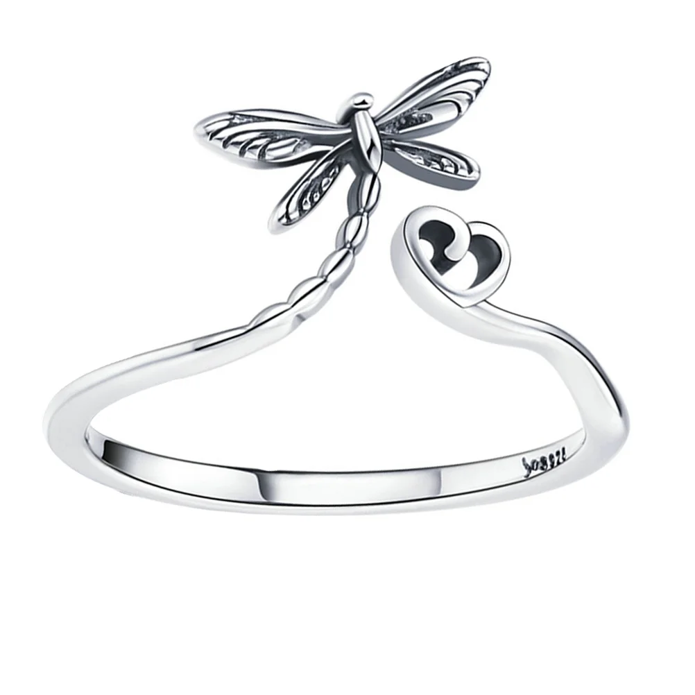 Sterling Silver Dragonfly Ring Girl Finger Rings Insect S925 Jewelry Miss Jewlery