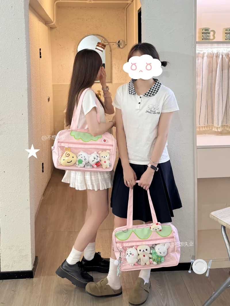 School Girls Ita Bag Strawberry Uniform Itabag Japanese Cute Preppy Style Kawaii Jk Shoulder Bag Daily Commuter Crossbody Bags