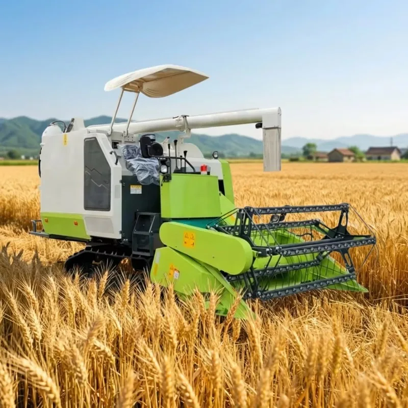 Crawler Rice Combine Harvester Energy Saving Power Unit Cuts Fuel Consumption For Distance Cross-Village Rice Harvest Services