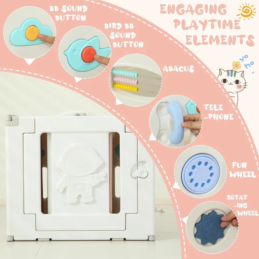 18 Panels Baby Play Pen Extra Large Baby Playpen Foldable Astronauts Play Pens for Babies and Toddlers Adjustable Portable Fenc