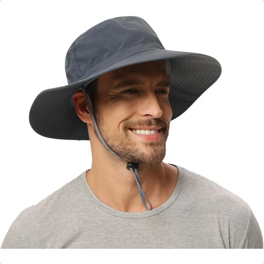 

Rosoz Sun Hat for Men Women Boonie Bucket Hat Wide Brim Breathable Cooling Fishing Hats Safari Beach Garden UV Protection