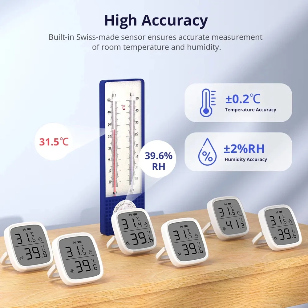 Imagem -03 - Sensor de Temperatura e Umidade Inteligente Sonoff Zigbee Tela Lcd Snzb02d Zigbee 3.0 Funciona com Zbbrige-p Alexa Google Home 110 Pcs