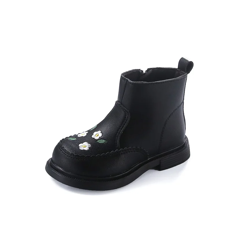 Kinder kurze Stiefel für Mädchen Herbst Winter neue Prinzessin Stickerei Blume Stiefeletten weich süß warm Plüsch Kinder Stiefeletten