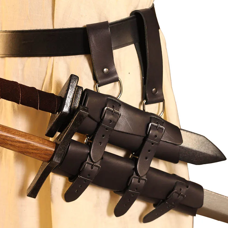 Medieval Knight Samurai Sword Sheath PU Dagger Katana Scabbard Holder LARP Weapon Holster Viking Pirate Warrior Cosplay Costume