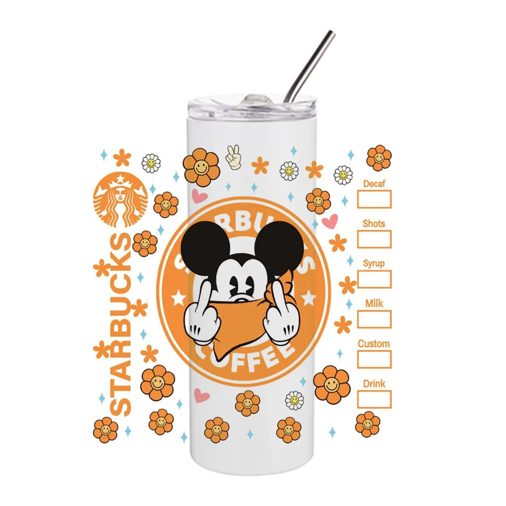 Imagem -06 - Miniso-impermeável uv Cup Wrap Transferências Adesivos Desenhos Animados 3d Mikey Mouse Design Copos 20oz Faça Você Mesmo Decalque Lavável da Caneca