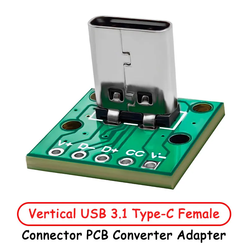 1-5PCS Vertical USB 3.1 Type-C Female Head Connector PCB Converter Adapter Charging Test Board 180 Degree Vertical Type C Jack
