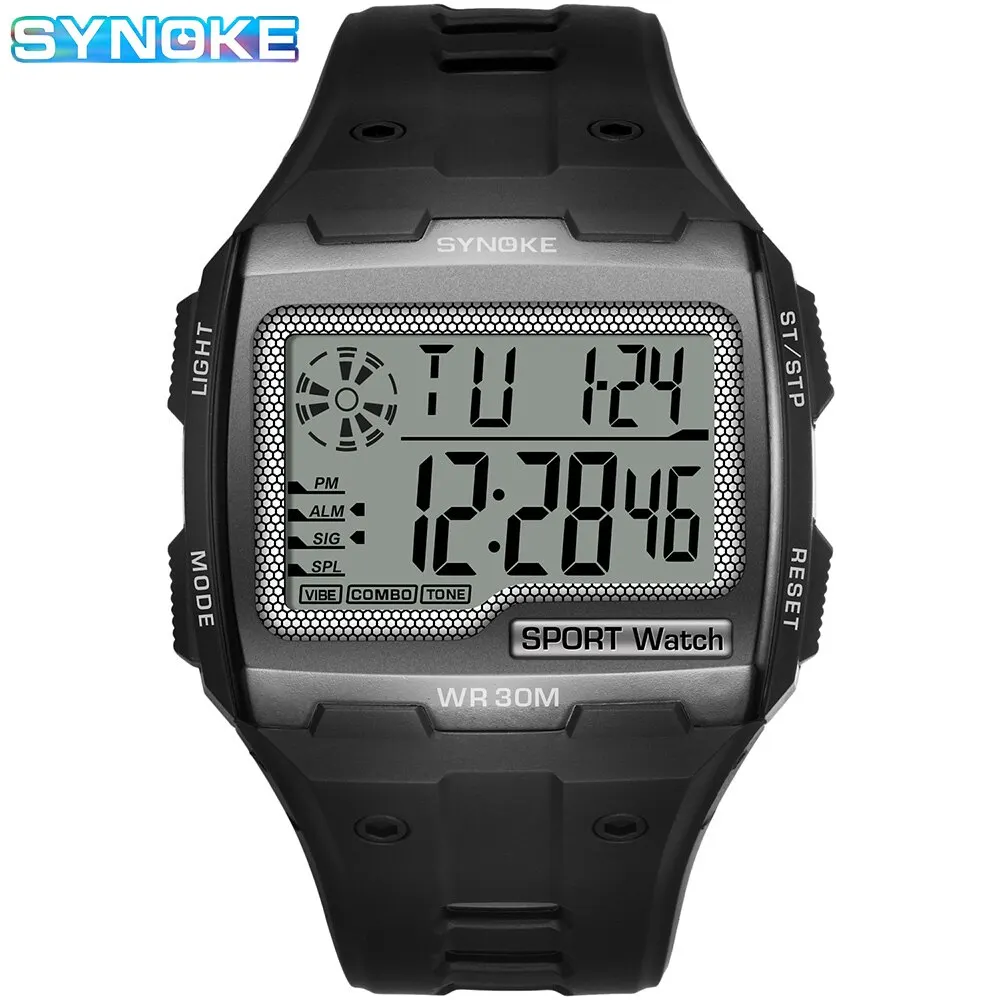 SYNOKE Digital Watch For Men Big Numbers Easy to Read 3ATM Water Resistant Men Digital Watch Outdoor Sports Luminous Function