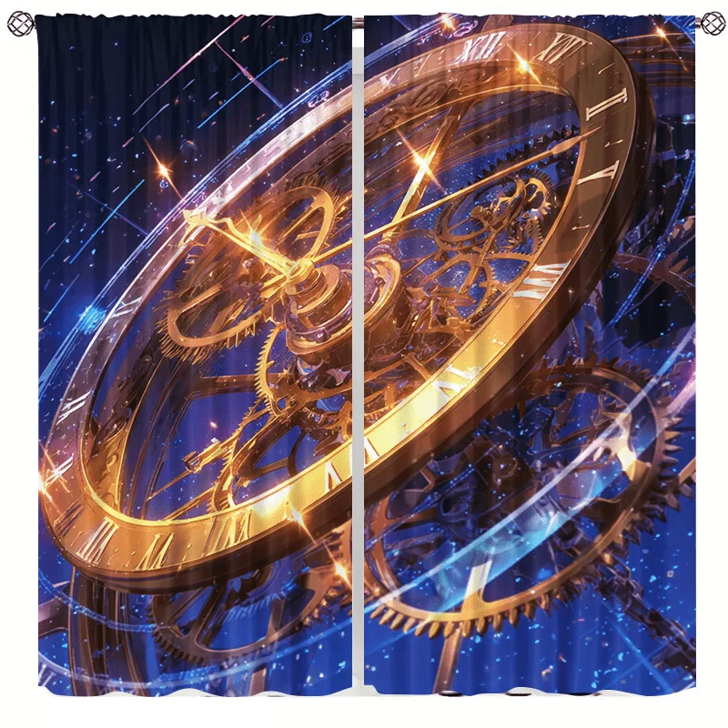 cosmic gear clock curtain is installed using pocket rod method. It is suitable for bedrooms, living rooms, balconies can be used