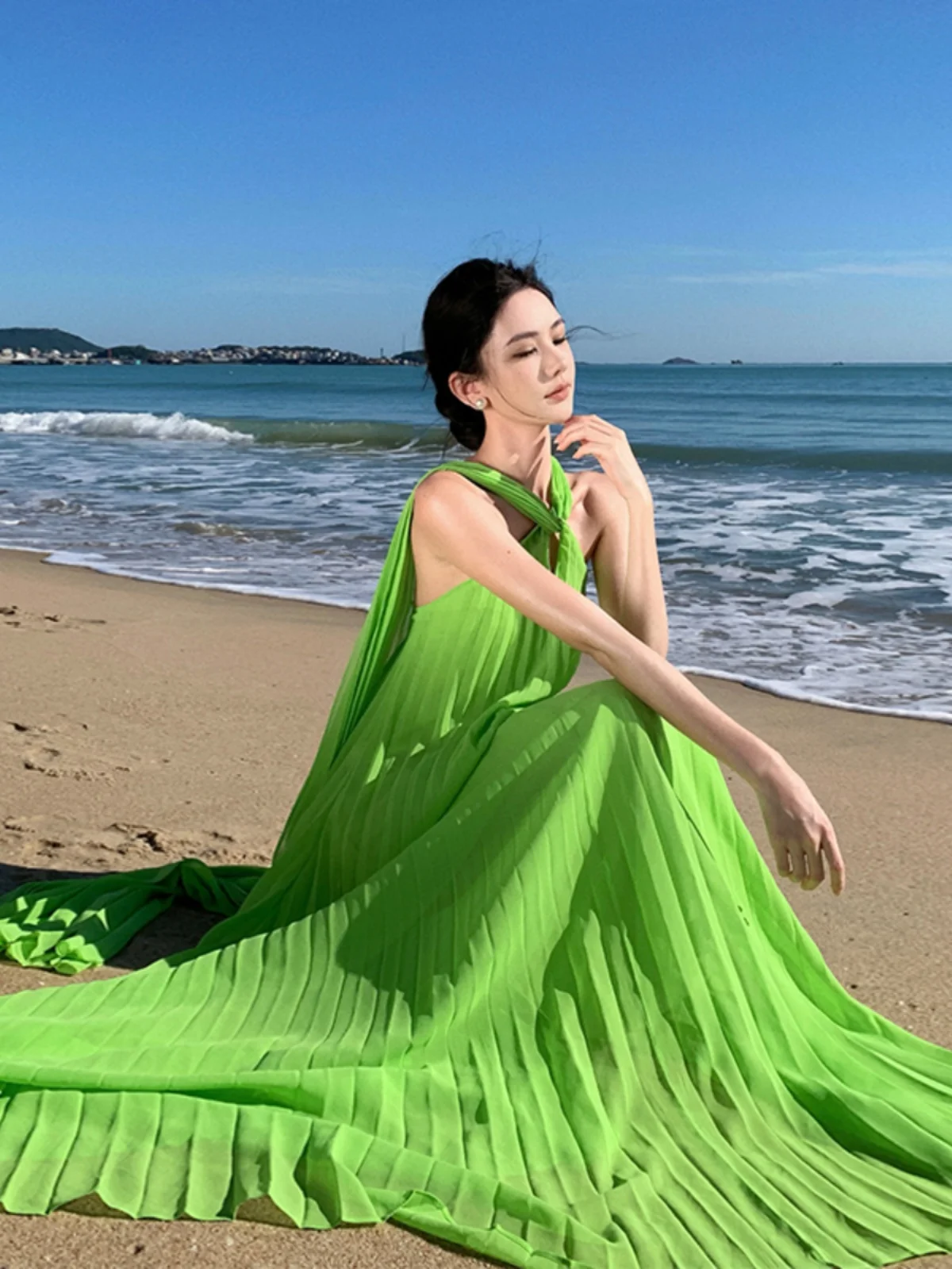 n Sle lange rok Boho strand Dr met Saes Ne hangende zomer Vaion casual losse taille polyestervezel