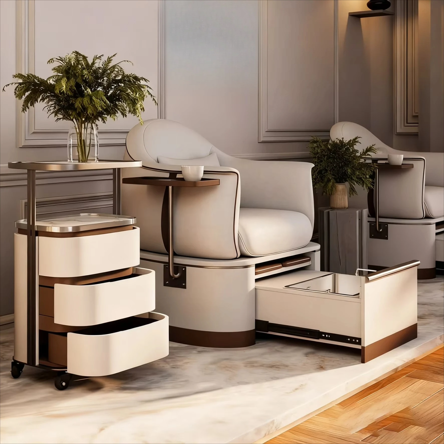 3-Tier Multi-Function Salon Trolley, Tool Storage Cabinet, Luxury Hair Salon Cart, Barber Shop Organizer, Styling Station
