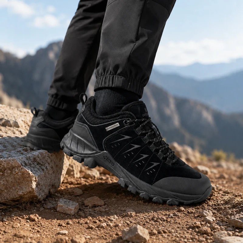 Baasploa Men Hiking Shoes Waterproof Suede Outdoor Sneakers Men Comfort Climbing Trekking Sneakers Non-Slip Wear-Resistant