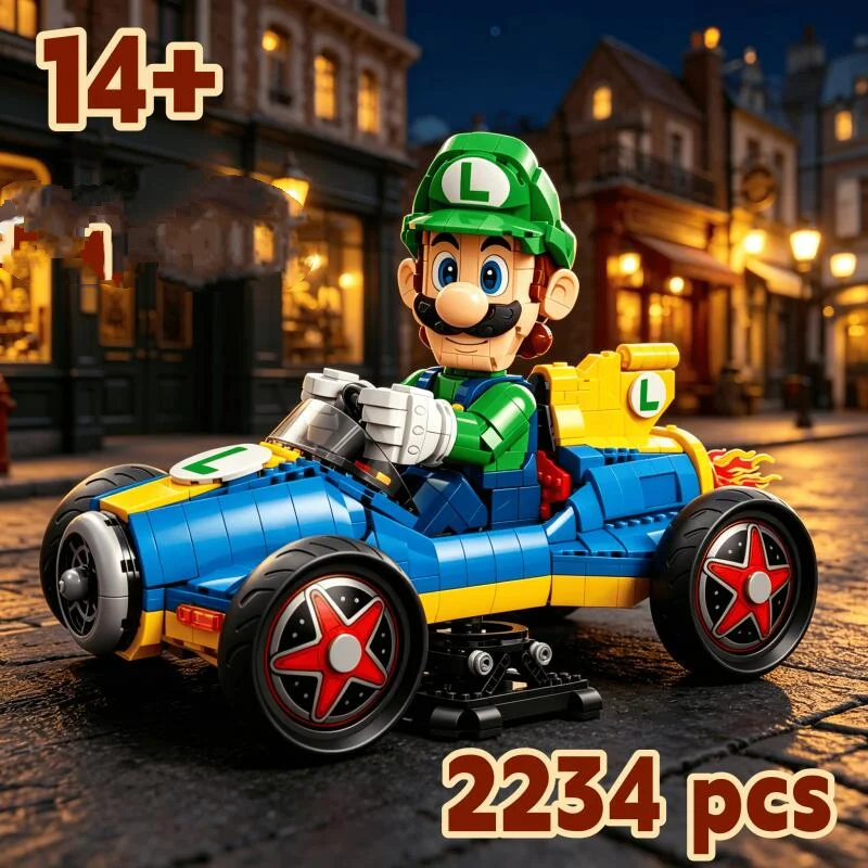 Bloques de Construcción de la Serie de Películas y Videojuegos de Alta Venta 2026, Luigi Kart, 2234 Piezas, Ideal para Regalos de Cumpleaños para Fans