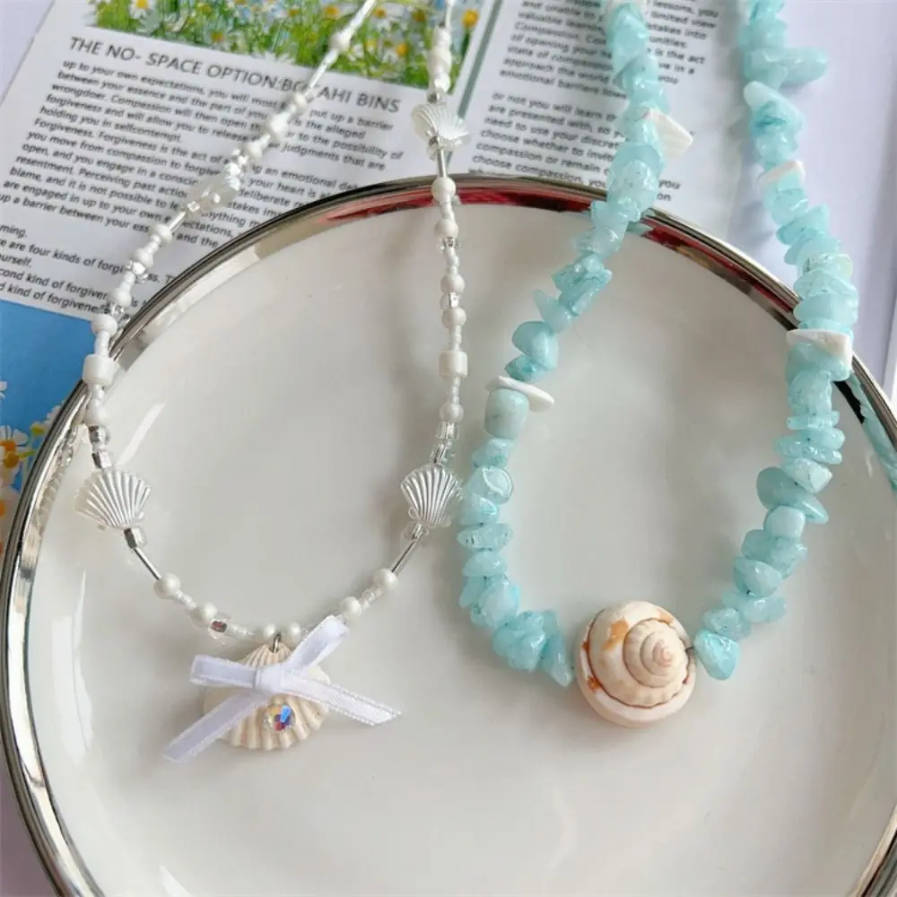 Trendy Shell Conch Shell Necklace Boho Style Pearl Starfish Pendant Necklace Sea Beach Natural Bohemia Beads Chain Choker Summer
