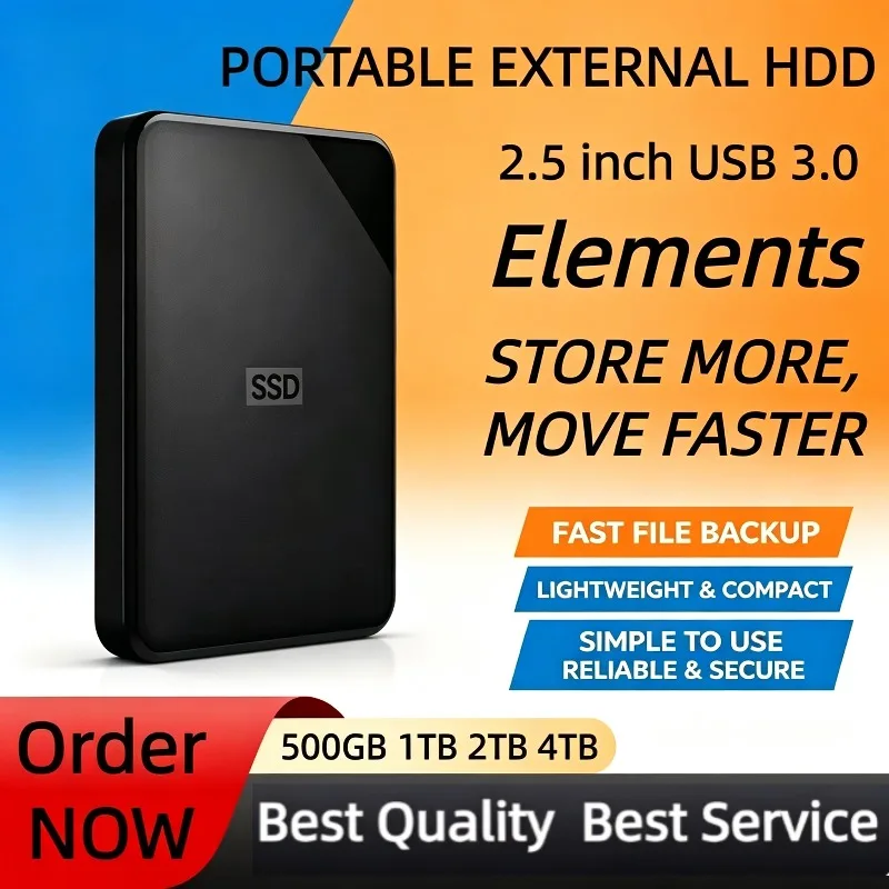 New 2.5" Elements External Hard Drive USB 3.0 High-Speed Transmission Portable HDD 2TB 4TB External Storage Disk For Notebook PC