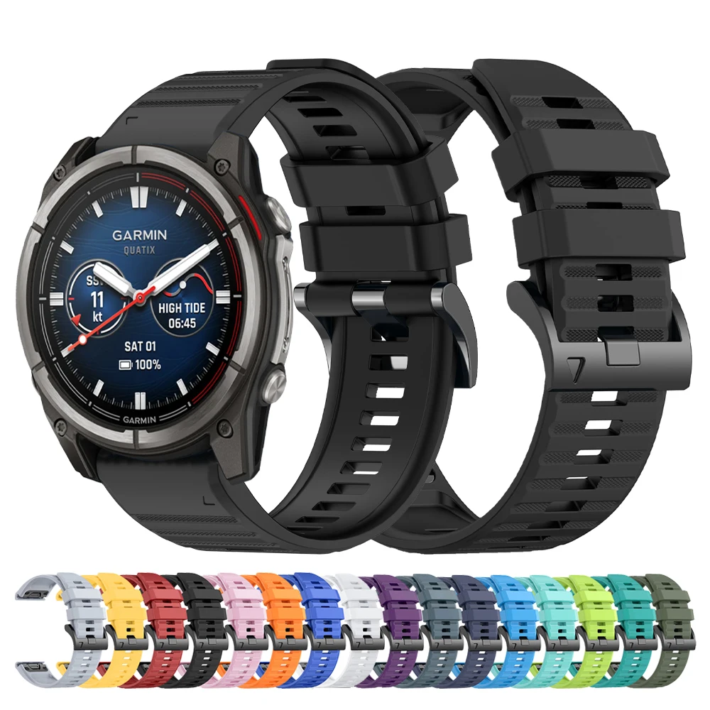 حزام سيليكون رسمي 22/26 مللي متر لساعة Garmin Fenix 8 E 7X 7 6X 6/Foreunner 970 965/Instinct 3/Quatix 8 7 6 3 QuickFit