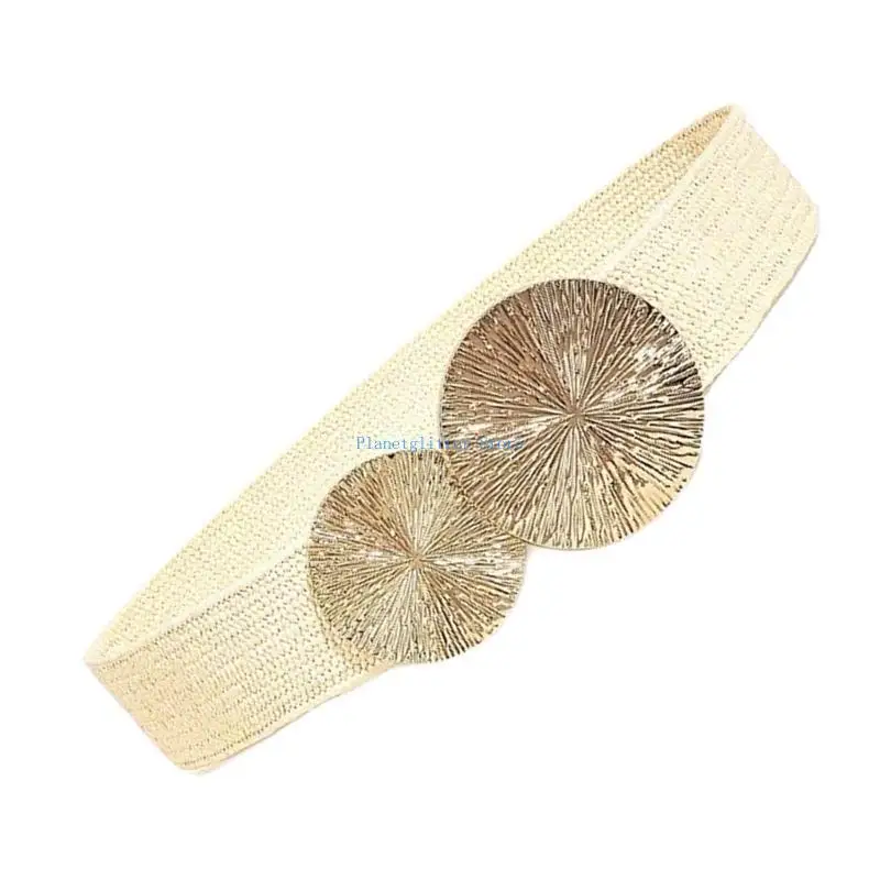 

652B Elastic Waist Belt Golden Buckle Punk Chain Costume Belt for Wrap Dress Waist Belt for Suit Skirt Jeans Jewelry