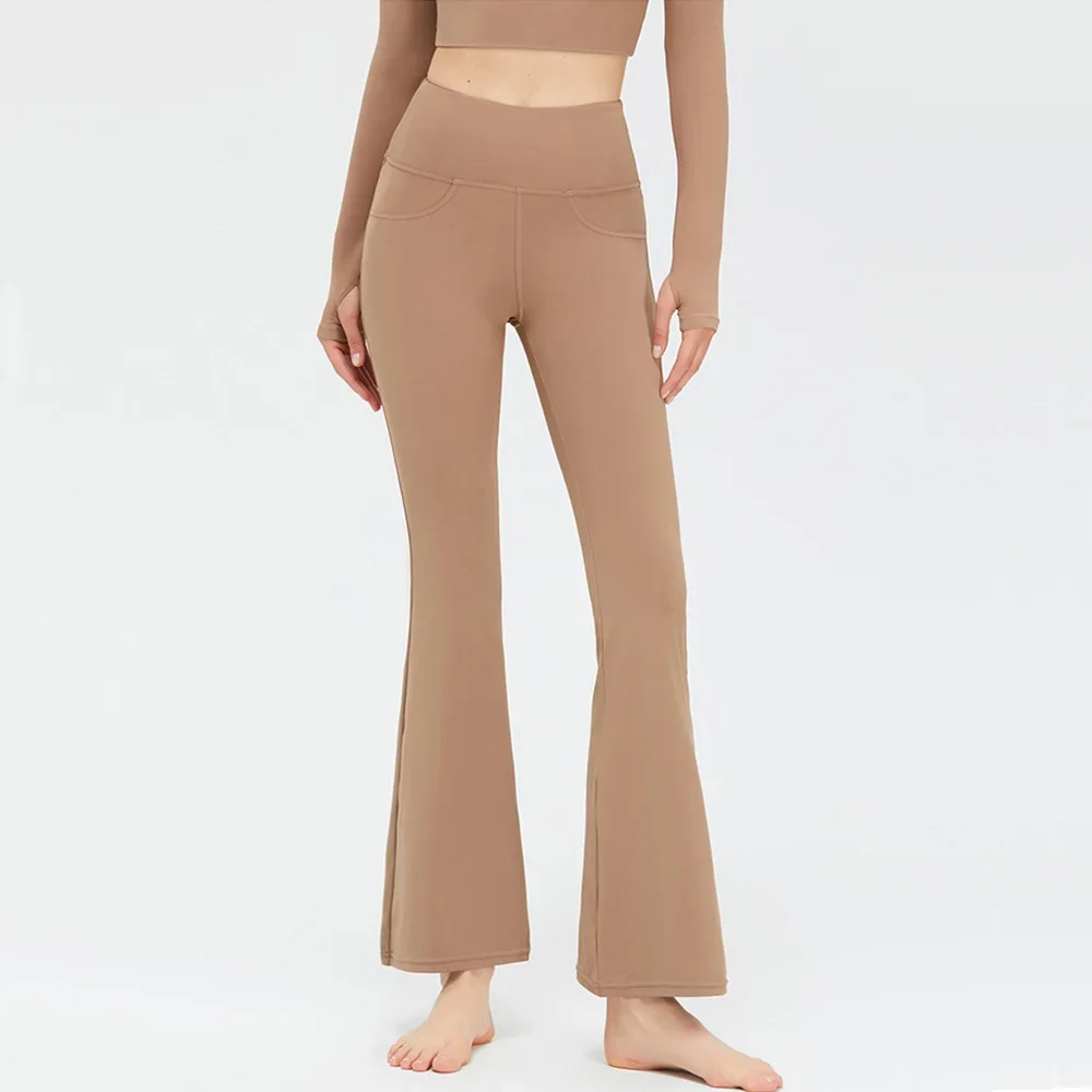 Flare Legging Pocket Yoga Pants Women Bell-bottoms Workout Yoga Trousers High Waist Tight Fitness Pants Gym Sports Wide Leg Pant