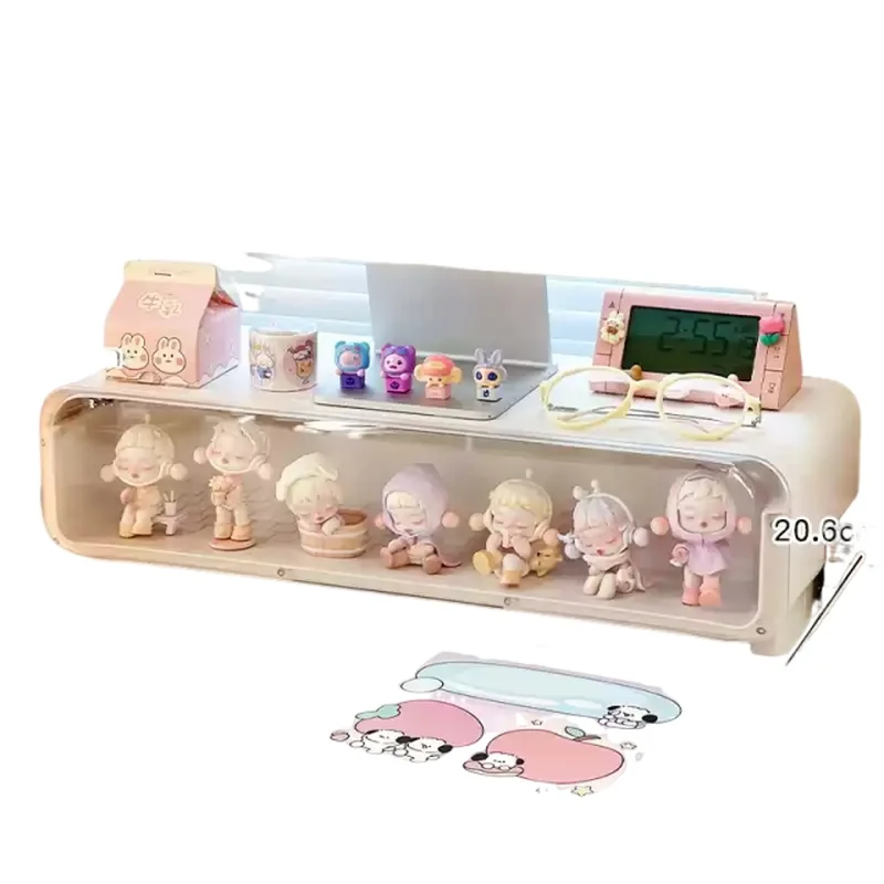 Pantalla de escritorio, caja ciega elevada aumentada, estante de almacenamiento para figuras, estante de exhibición, estante de almacenamiento transparente, escritorio para estudiantes y oficina