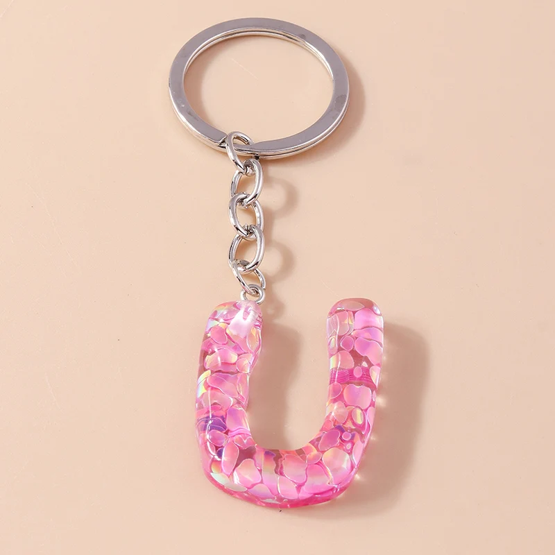 Mode Harz 26 Buchstaben A-Z Alphabet Schlüssel anhänger für Auto Schlüssel Souvenir Geschenke für Frauen Männer Handtasche Anhänger Schlüssel ringe DIY Zubehör – Detail 24
