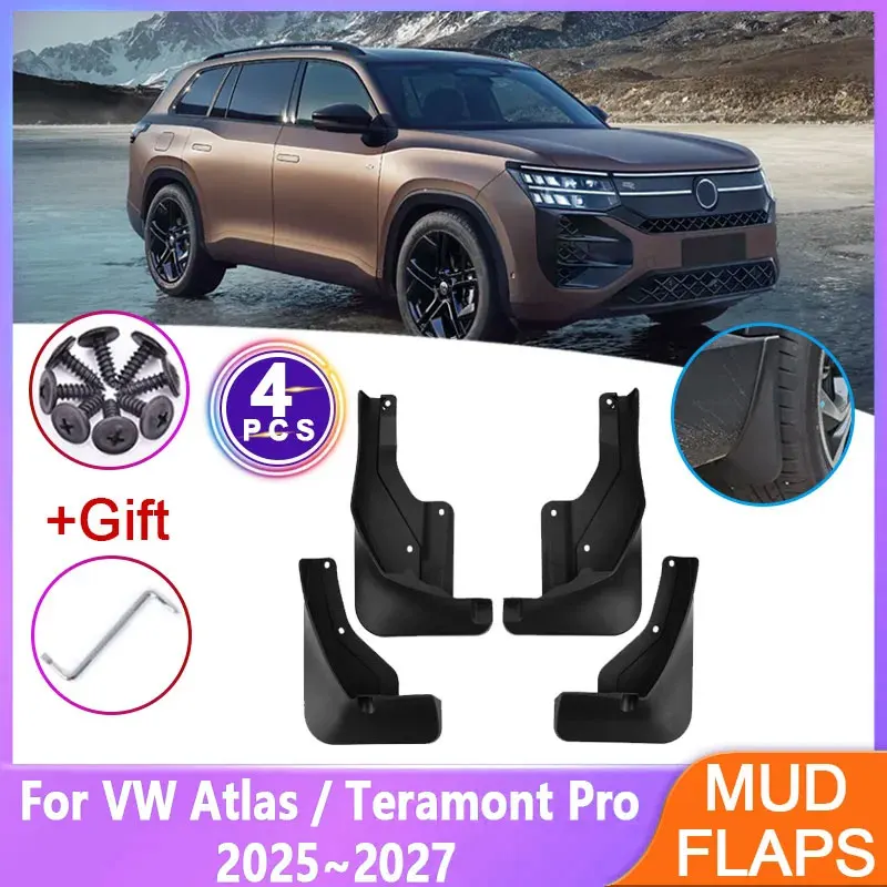 

For Volkswagen Atlas Teramont Pro 2025 2026 2027 4PCS Car Fender Mudguards Anti-splash Mud Flap Guard Mudflap Auto Accessories
